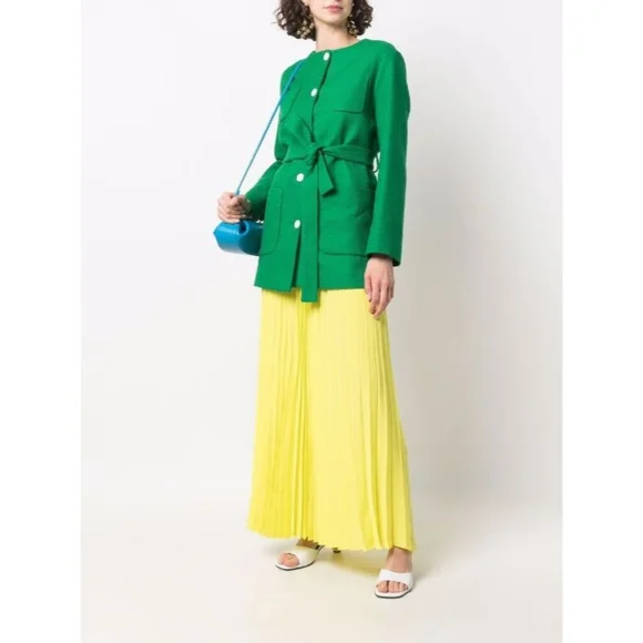 Tov accordion pleated maxi lime green skirt - Picture 2 of 4